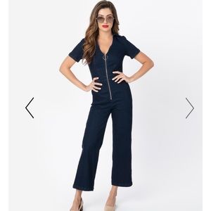 70s Style Denim Jumpsuit from Unique Vintage